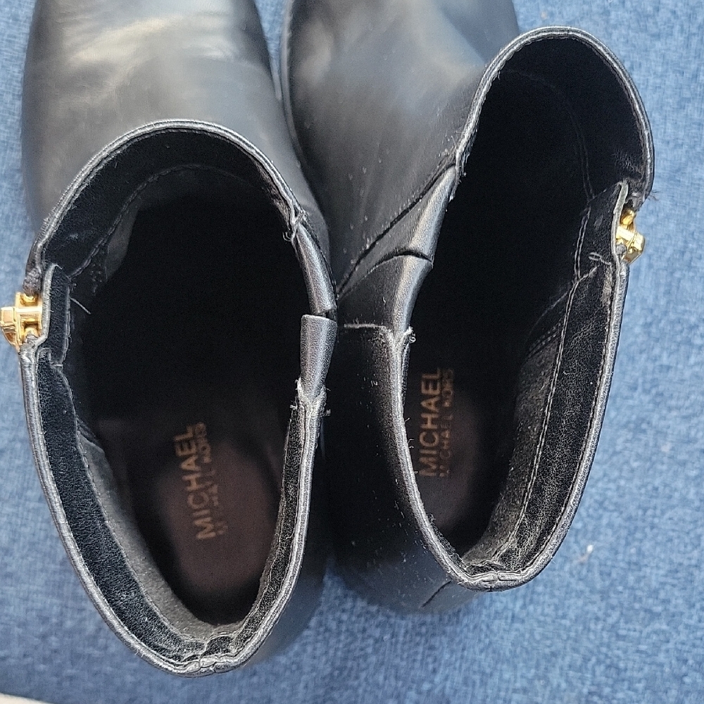 Michael Kors Black Ankle Booties with Gold Zipper - Picture 4 of 5